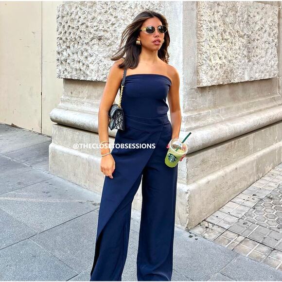 ZARA Wide Leg Jumpsuit NWT - Picture 1 of 16